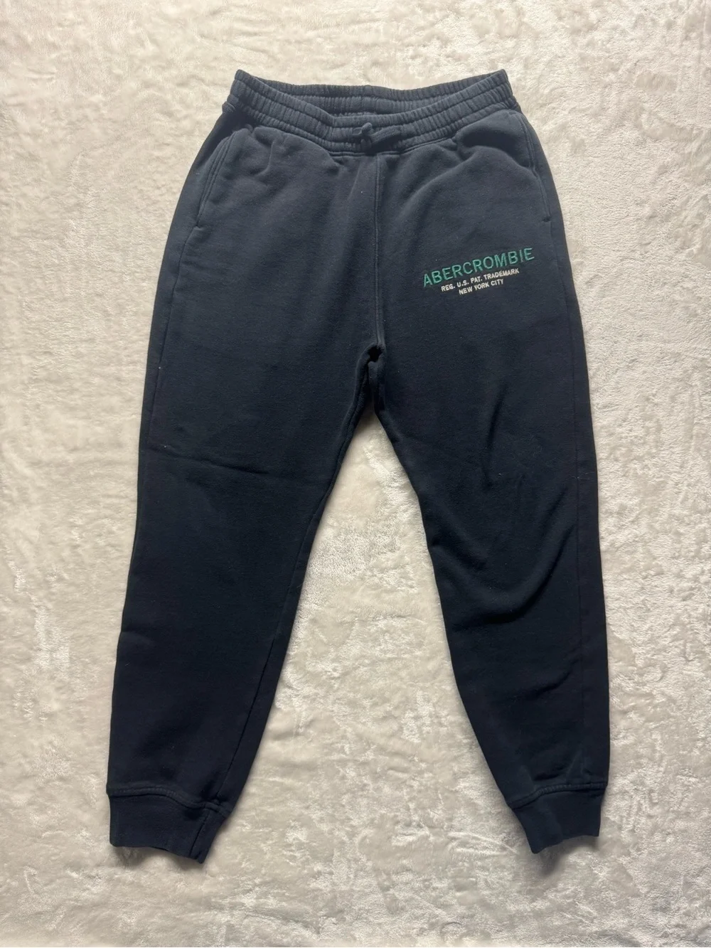 Abercrombie Kids Boys Black Logo Jogger Sweatpants Size 13/14